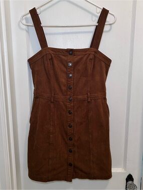 Abercrombie & Fitch Brown Faux Suede Button Down Tank Mini Dress Womens M
